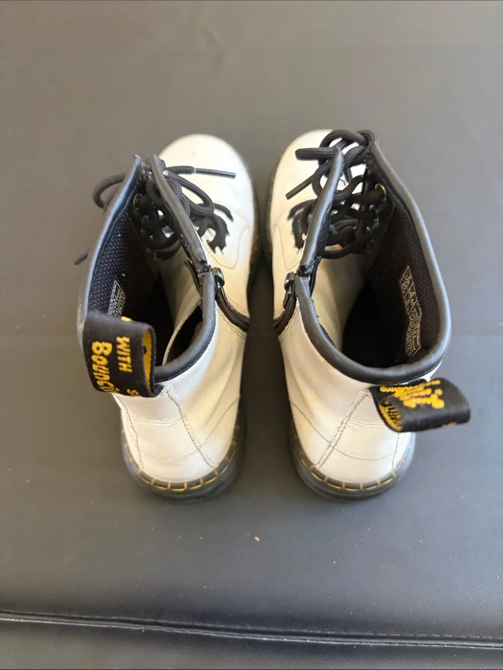 Dr. Martens Zavala J White Leather Combat Boots Girls US 5 EU 36